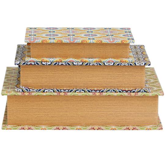 Arabesque Pattern Canvas Storage Book Box Set